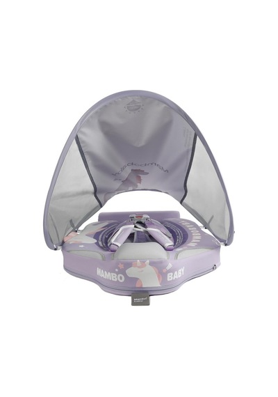 Mambobaby Yüzme Simidi - Purple Unicorn, Emniyetli, Gölgelikli Ve Ayak Destekli