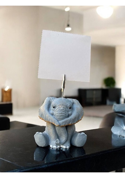 Gri Altın Bereket Temsili Fil Fotoğraf Not Tutacak Ofis Masası Hediyelik Gri Altın