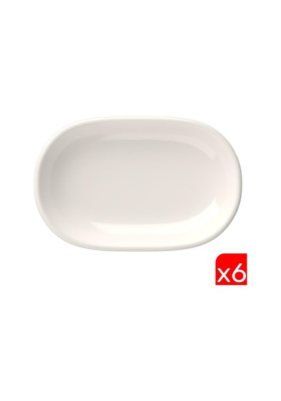 Tabak Evi Porselen Magnus Oval Kayık Tabak 27,50x17,50x3cm 6 Lı Krem