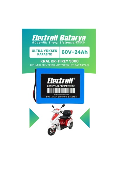 Kral Kr-11 Rey 5000 Uyumlu Batarya Ultra Yüksek Kapasite Lifepo4 60v 24ah Elektrikli Motorsiklet Bataryası