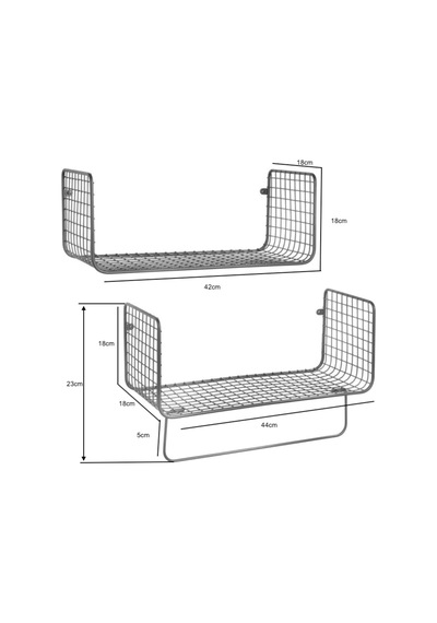 Metal Mutfak Banyo Duvar Rafı Havluluk 2 'Li Set Wd-103 Siyah