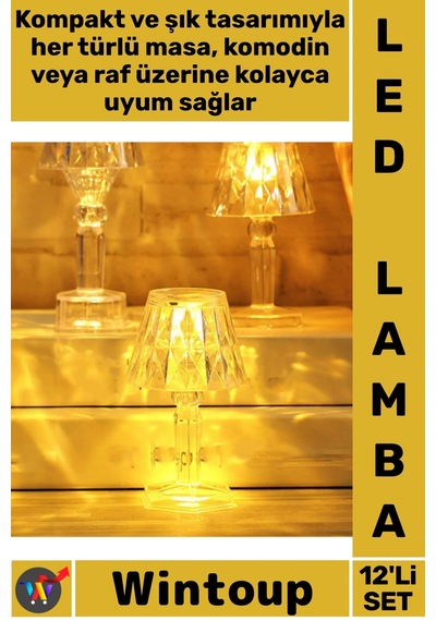 Ledlamba Gün Işığı Dekoratif Şık Zarif Tasarım Ev Hediyesi Modern Hediyelik Abajur Led Lamba 12'li
