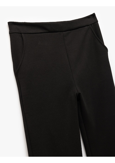 Koton Beli Lastikli Cepli Düz Normal Paça Pantolon Siyah 6wkg40007ak Siyah