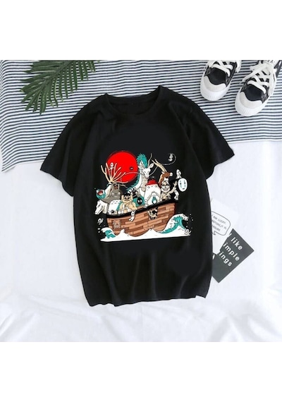Noıssey Kırmızı Etiket Gala Unisex Totoro Stüdyo Ghibli Goth T-shirt Model77 17034 Siyah