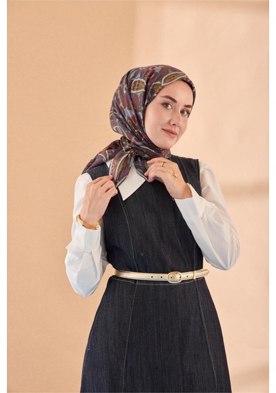 Silk Home Yaz Esintisi Eşarp 150002-13 Gri, Mor, Parlak Turuncu, Fıstık Yeşil