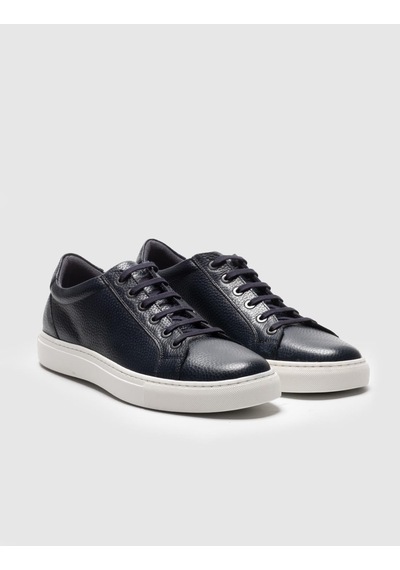 Hakiki Deri Lacivert Bağcıklı Erkek Sneaker Ayakkabı - Lacivert Hakiki Deri Lacivert Bağcıklı Erkek Sneaker Ayakkabı - Lacivert