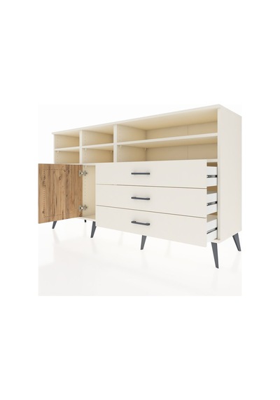 Kronos Konsol 8 Raflı 3 Çekmeceli Tek Kapaklı 176x59x99 Aytaşı-ç Aytaşı-çam/aytaşı