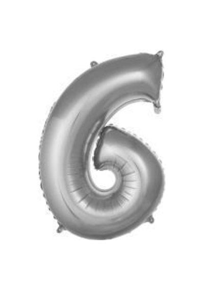 34 Inç 76 Cm Gümüş Folyo Rakam Balon 6 A