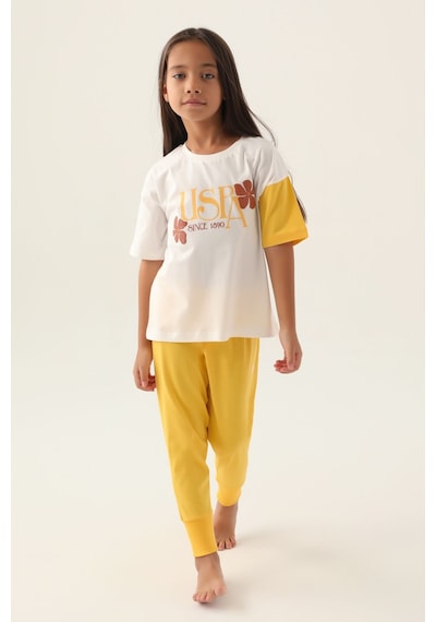 U.s. Polo Assn Lisanslı Rose Krem Kız Çocuk Pijama Takımı 5274-43160 Krem
