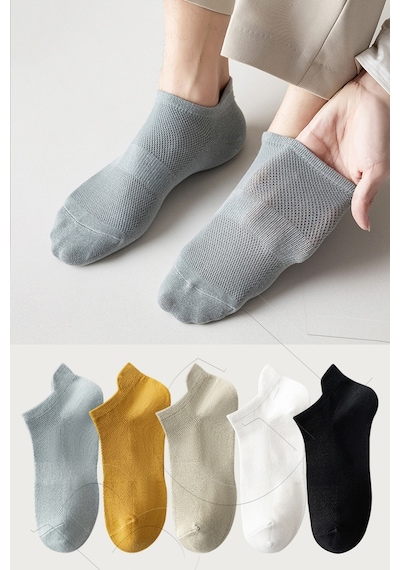 Bgk Unisex Spor Patik Renkli 5'li Gri