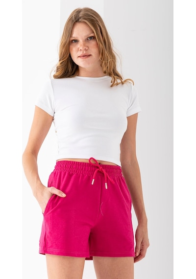 Giysa Kadın Beli Ayarlanabilir Çift Cepli Basic Şort Pembe - 10038