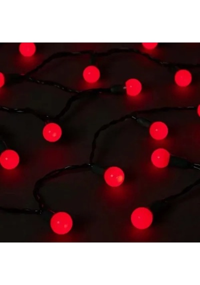 Hubrendy Emin 5m 28 Led Mini Top Işık Kırmızı - Fişli, Siyah Kablo