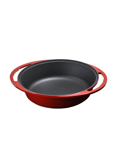 Lava Döküm Derin Kızartma Tavası Kulplu 27 CM Kırmızı