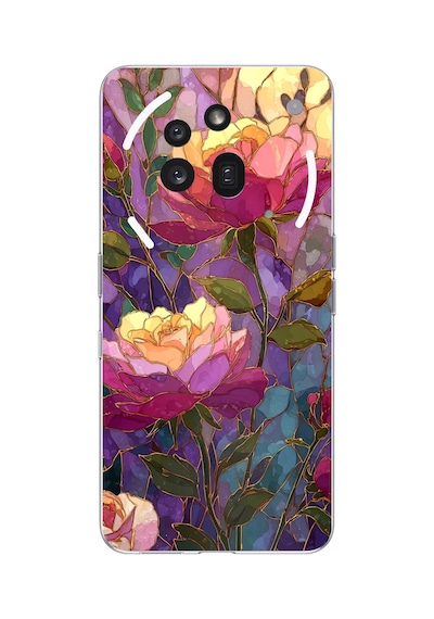 Nothing Phone 3a Pro Uyumlu Renkli Mozaik Gül Tasarımlı Baskılı Silikon Kılıf