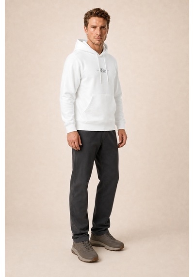 Redline Thenk Yeni Sezon Erkek Regular Fit Kapüşonlu Sweatshirt Beyaz