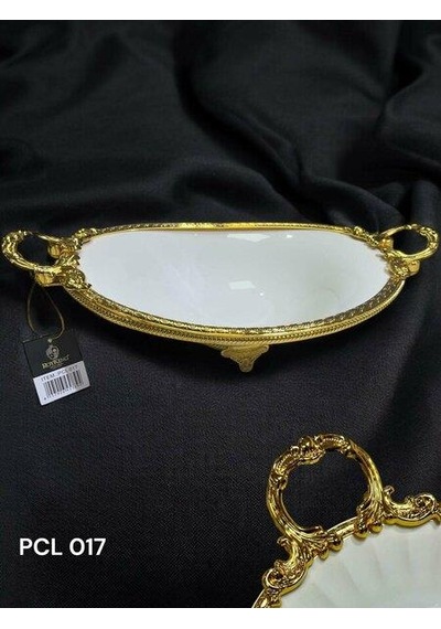 Royking Elegance Oval Sunum Tabak Gold 40cm Pcl 017