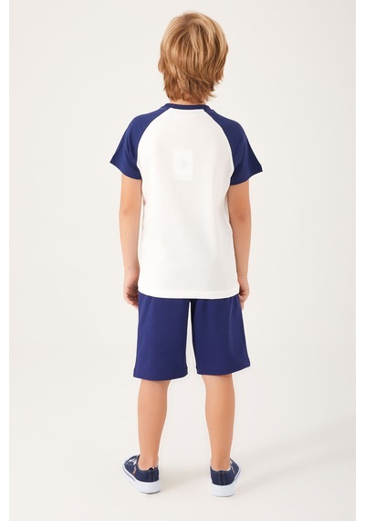 U S Polo Assn Silky Natural Krem Erkek Çocuk Bermuda Takım