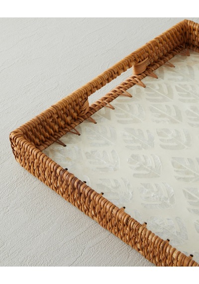 English Home Celestine Rattan Tepsi 30x30 Cm Kahverengi
