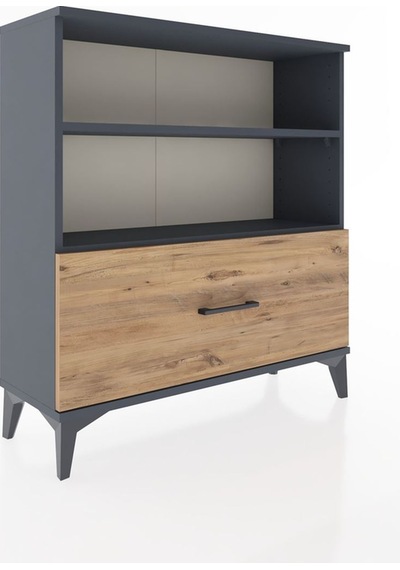 Arges Şifonyer 2 Raflı Tek Çekmeceli 88x30x96 Antrasit-çam Antrasit