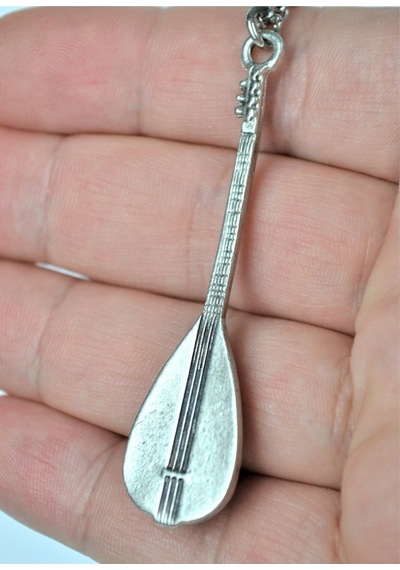 Bağlama Saz Kadın - Erkek 925 Ayar Gümüş Kaplama Kolye Çok renkli