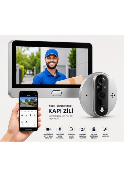 Cmr101 Akıllı Kapı Zili İle Güvende Kalın Akıllı Kamera İle 7/24 Koruma Tek Dokunuşta Güvenlik