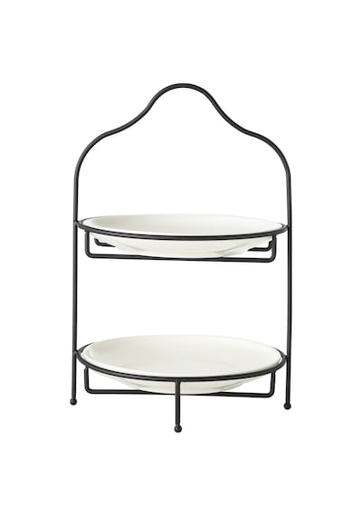 Mudo Home Gurme İki Katlı Sunum 22cm - Siyah Çok Renkli