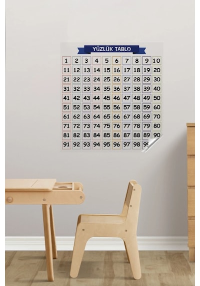 Hobibahçem Matematik Öğreten Yüzlük Tablo Duvarda İz Bırakmaz Akıllı Kağıt Yapışkansız Statik 60x60 Cm Çok Renkli