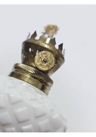 Antika Opal Cam Gaz Lambası 023 Beyaz