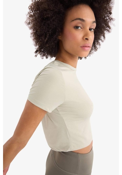 DeFactoFit Crop Bisiklet Yaka Basic Düz Sporcu Kısa Kollu Tişört D7295AX25SPKH513