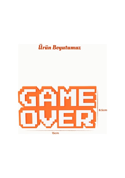 Retro Game Over Kabartmalı Dekoratif Obje - Turuncu Masaüstü Ve Duvar Süsü Hediye