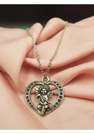 Tezzgelsin Unisex Kalpli Eros Kolye Gümüş