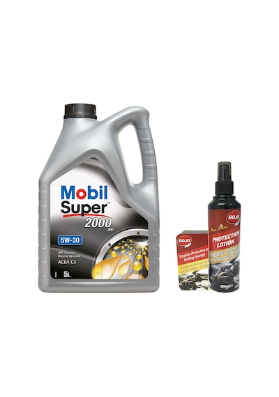 Mobil Super 2000 XE 5W-30 Motor Yağı 5 L + Gojo Torpido Koruyucu Sünger