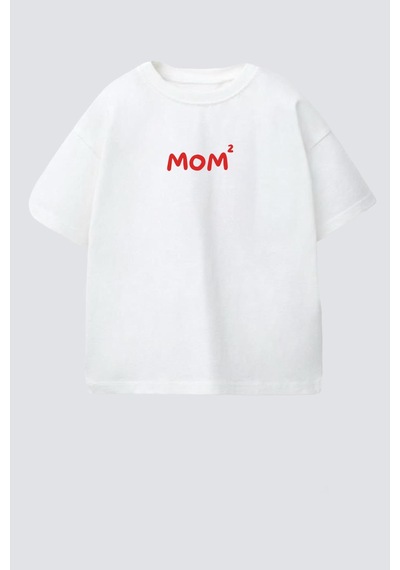 Monila Unisex Çocuk Pamuklu Bisiklet Yaka Baskılı T-shirt Kırmızı - Beyaz