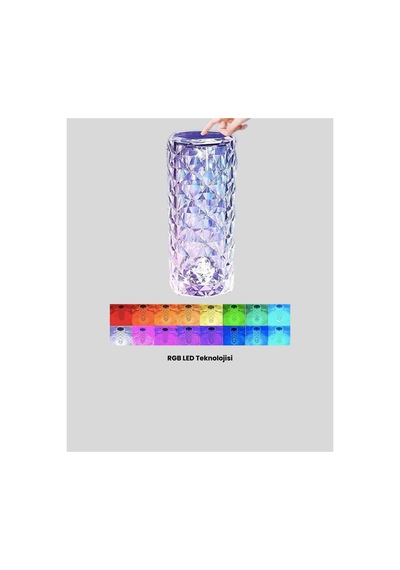 Kristal Rgb Led Masa Lambası Renkli Kumandalı Işık, Dekoratif Ve Enerji Tasarruflu Çok Rnekli