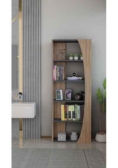 6 Raflı Kitaplık 50 Cm Seti Salon Rafı Ofis Mobilyası - Dekoratif & Kitap Rafı Antrasit - Atlantik Çam 6 Raflı Kitaplık 50 Cm Seti Salon Rafı Ofis Mobilyası - Dekoratif & Kitap Rafı Antrasit - Atlantik Çam