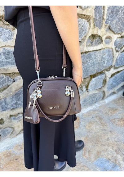 Just Polo Kadın Yeni Sezon Mini Cüzdan Aksesuarlı Askılı Şık El Ve Omuz Çantası Ebat : En 19 Boy 14 Cm Kahverengi 95259859