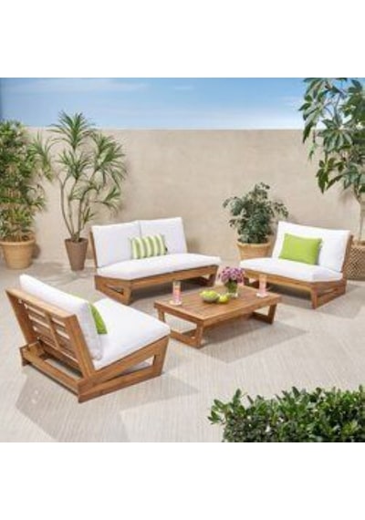 Conforlove Bahçe Balkon Masif Kestane Ahşap Koltuk Takımı 2+1+1+Orta Sehpa