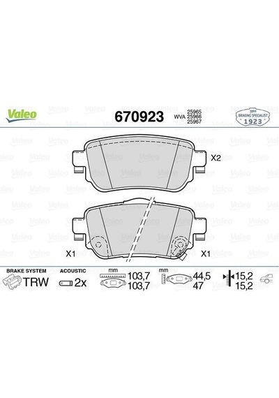 Valeo 670923 - Arka Fren Balata Renault Kadjar 15 Koleos Iı 18 /