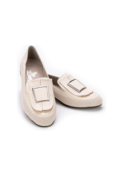 Kadın Hakiki Deri Günlük Klasik Loafer - Babet Ayakkabı Bej