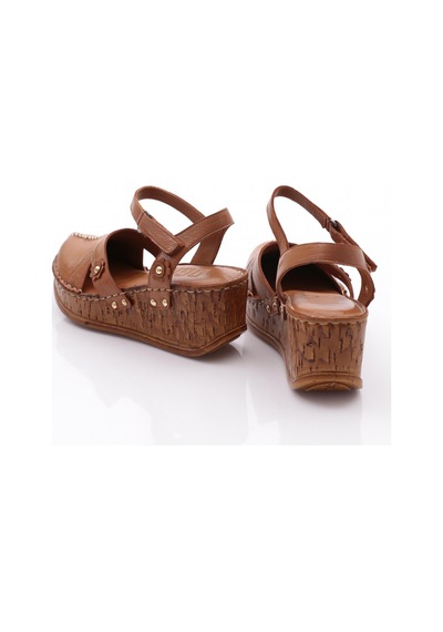 Dgn 217-2064 Kadin Mega Kalin Taban Sandalet Taba