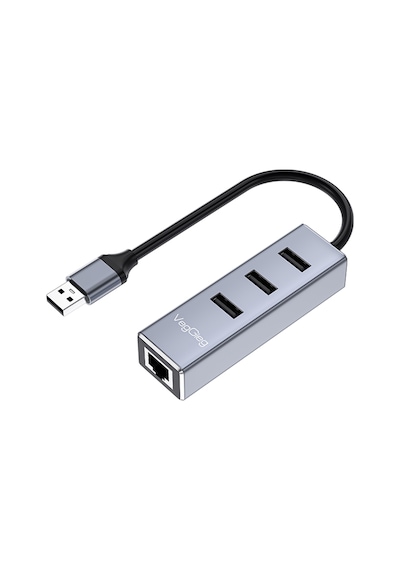 Veggieg Usb 2.0 To 100mbps Ethernet Çevirici Ve 3 Portlu Usb Hub Çoklayıcı