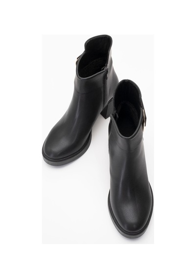Luvi Shoes Rashe Siyah Tokalı Kadın Kalın Topuklu Bot