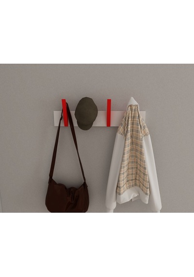 Hepsi3boyutlu Modern Duvar & Kapı Kanca Askılık - 4 Adet Kırmızı Kanca Askılık - Model No : 4 Kırmızı