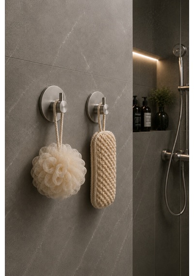 2li Set Oval Tekli Modern Banyo Askılık 45 Mm Paslanmaz Çelik Delmeden Yapışkan Montaj Inox