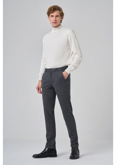 Morven Erkek Gri Trend Slim Fit Lastikli Fermuarlı Pantolon 25ks003004100 Gri