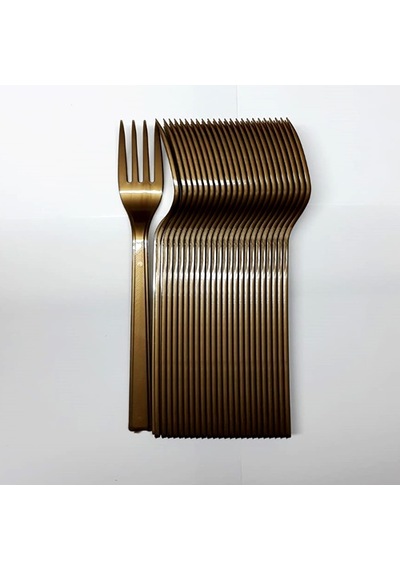 3 Paket 25'li Plastik Çatal Gold - Parti Çatalı