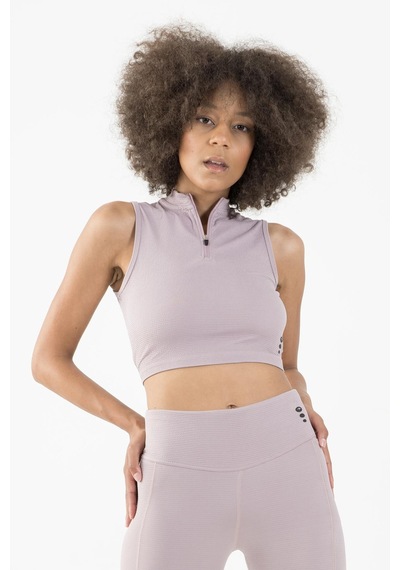 Maraton Active Slimfit Kadın Balıkçı Yaka Kolsuz Koşu Lila Crop Top 22257 Lila