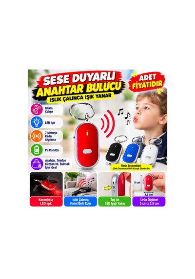 Gees Global Anahtar Bulucu Anahtarlık Sese Duyarlı Işıklı Anahtarlık Aparat Adet Fihyatıdır Gbzs