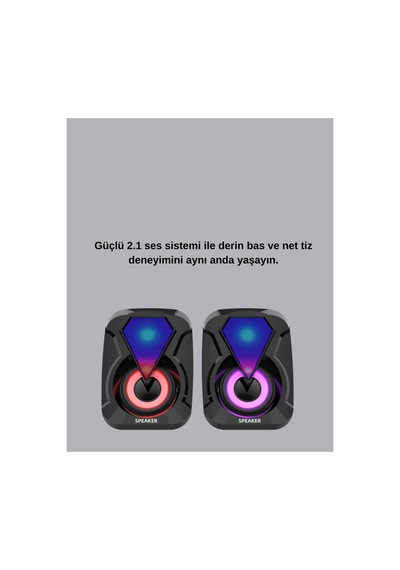 Astraltech Rgb Led Işıklı 2.1 Usb Oyun Hoparlörü Derin Bas Ve Net Ses
