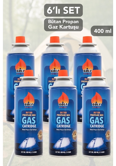 6 Adet Bütan Propan Gaz Kartuşu - Valfli Kartuş Kamp Ocağı Gazı 227 Gr Beyaz